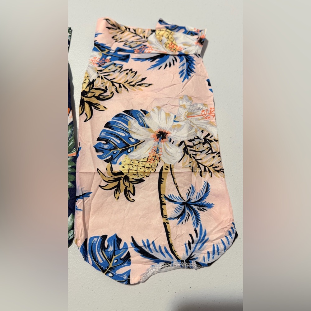 2 pk Floral Hawaiian Shirt Pineapple Palm Tree Beach Cat or Dog Sz L - Picture 5 of 12